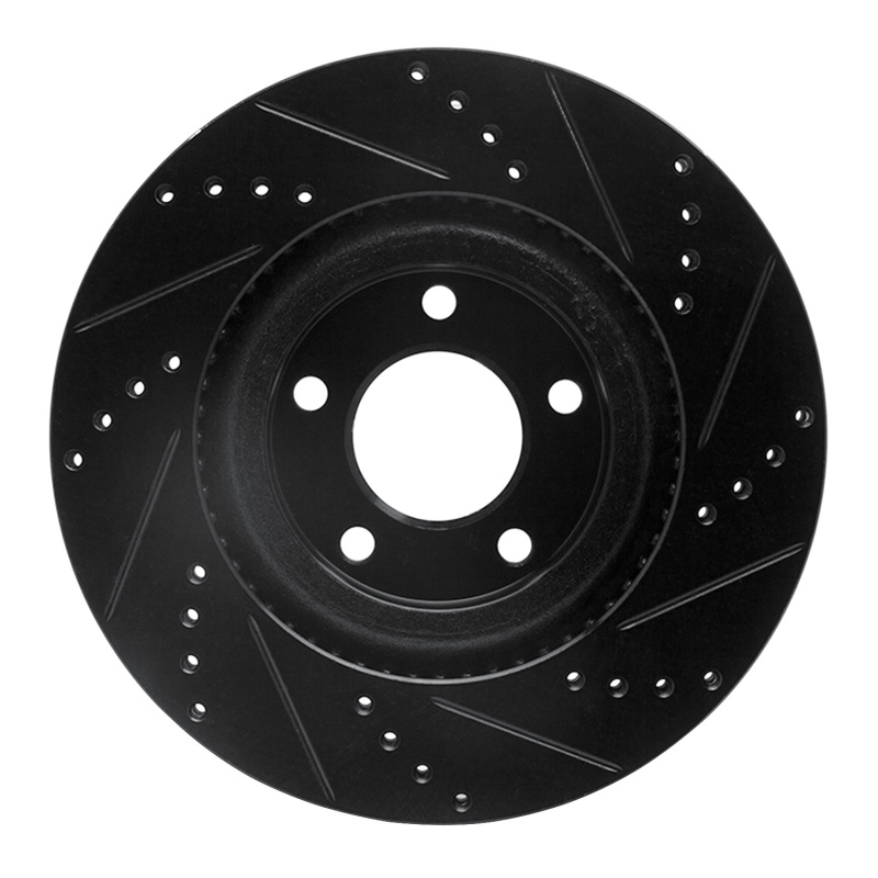 Ford Edge Brake Rotor (1) - Front Left - R1 Concepts - Drilled & Slotted - Black - `07-`15